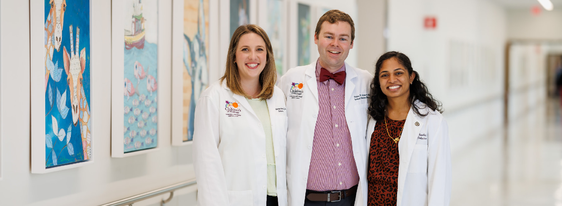 Photos of UMMC Pediatrics Chief Residents: Mary Morgan Alford, Nathan Alexander and Shanu Moorthy